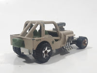 2009 Hot Wheels Custom '42 Jeep CJ-2A Beige Tan Khaki Die Cast Toy Car Vehicle