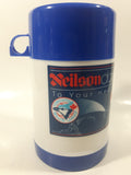 1993 Loblaws Neilson Dairy Toronto Blue Jays MLB Baseball Team "To Your Health" Blue and White Plastic Lunch Box Thermos