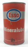 Vintage ESSO Mineralube 20-20W Motor Oil One Quart Orange Metal Can FULL