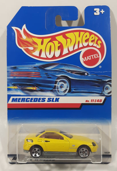 1998 Hot Wheels First Editions Mercedes SLK Yellow Die Cast Toy Car Vehicle New in Package