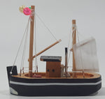 Fishing Trawler Sail Boat Small Wooden Boat Model 2 3/4" Long