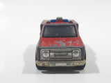 1977 Hot Wheels Flying Colors Emergency Squad Rescue Ranger Dark Red Fire Truck Die Cast Toy Car Vehicle - BW - Blue Lights - Hong Kong