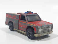 1977 Hot Wheels Flying Colors Emergency Squad Rescue Ranger Dark Red Fire Truck Die Cast Toy Car Vehicle - BW - Blue Lights - Hong Kong