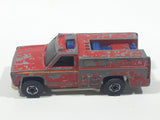 1977 Hot Wheels Flying Colors Emergency Squad Rescue Ranger Dark Red Fire Truck Die Cast Toy Car Vehicle - BW - Blue Lights - Hong Kong