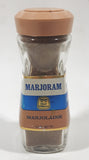 Rare Vintage Blue Ribbon Marjoram Marjolaine 1/2 Oz Net Wt 4 1/2" Tall Glass Spice Jar Bottle Full