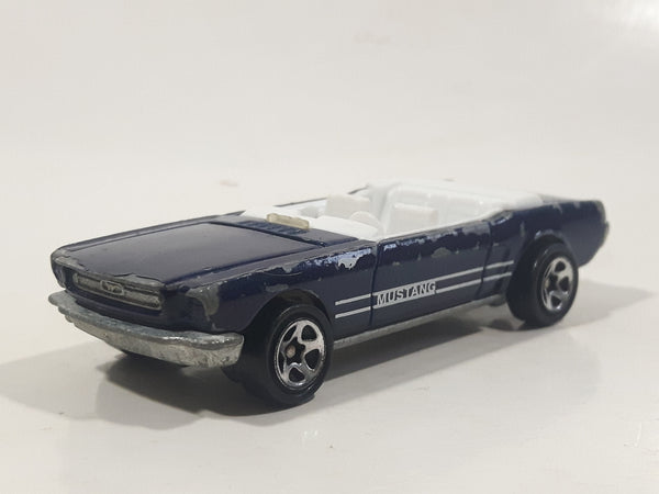 1998 Hot Wheels '65 Ford Mustang Convertible Dark Blue Metalflake Die Cast Toy Car Vehicle with Opening Hood