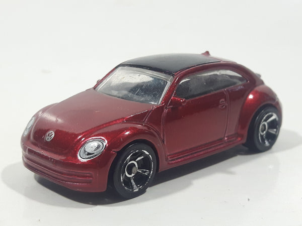 2012 Hot Wheels Volkswagen New Beetle Metalflake Dark Red Die Cast Toy Car Vehicle