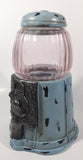 Vintage Style Light Blue with Black Spots 9 3/4" Tall Gumball Dispenser Vending Machine Ceramic and Amethyst Purple Glass Coin Bank