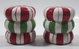 GKAO Red and Green Christmas Candy Cane Pattern 3" Tall Ceramic Salt and Pepper Shaker Set