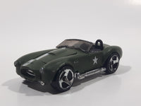 2008 Hot Wheels TEAM: Engine Revealers Shelby Cobra 427 S/C Matte Olive Army Green Die Cast Toy Car Vehicle with Opening Hood