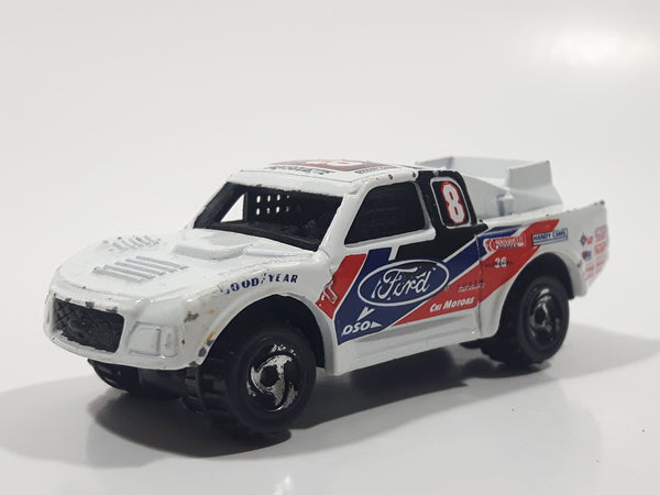 1998 Hot Wheels Bad Mudder Ford Racing Truck White Die Cast Toy Car Vehicle