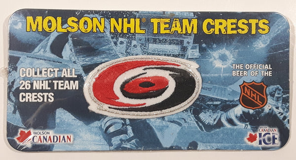 Molson NHL Team Crests Carolina Hurricanes NHL Hockey Team Logo 1 3/8" x 2 5/8" Embroidered Fabric Sports Patch Badge