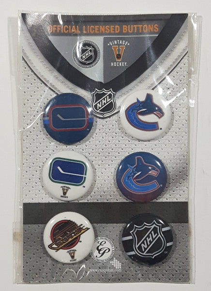 NHL Vintage Hockey Set of 6 Official Licensed Button Pins New in Package