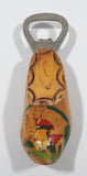 Vintage Holland Dutch Windmill Scene Wood Clog Shoe Metal Bottle Opener