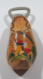 Vintage Holland Dutch Windmill Scene Wood Clog Shoe Metal Bottle Opener