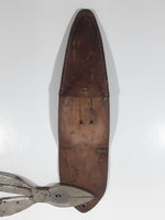 Rare Vintage Solingen Multi Tool Folding Pocket Knife in Brown Leather Holder Made in Germany