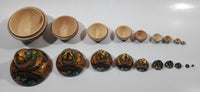 Vintage Russian Matryoshka Hand Painted Wood Nesting Doll Set of 10