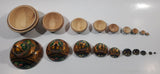 Vintage Russian Matryoshka Hand Painted Wood Nesting Doll Set of 10