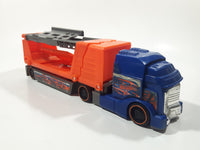 2012 Hot Wheels Crashin' Big Rig Playset Semi Truck Blue and Orange Plastic Die Cast Toy Car Vehicle Y0177