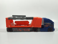 2012 Hot Wheels Crashin' Big Rig Playset Semi Truck Blue and Orange Plastic Die Cast Toy Car Vehicle Y0177