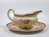 Vintage LEDA Royal Stafford Shire Pottery A.J. Wilkinson Ltd Honeyglaze Oberon Footed Gravy Boat and Plate Made in England Both Numbered 1000