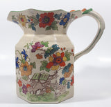 Antique Mason Ironestone China Ornate Colorful Flower Pattern 6" Tall Water Pitcher Jug