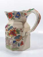 Antique Mason Ironestone China Ornate Colorful Flower Pattern 6" Tall Water Pitcher Jug