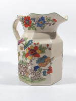 Antique Mason Ironestone China Ornate Colorful Flower Pattern 6" Tall Water Pitcher Jug