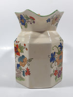 Antique Mason Ironestone China Ornate Colorful Flower Pattern 6" Tall Water Pitcher Jug