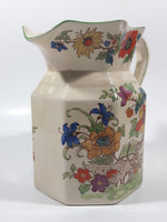 Antique Mason Ironestone China Ornate Colorful Flower Pattern 6" Tall Water Pitcher Jug