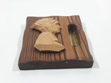 Vintage Audet Rue Du Loup Pte Wood Carved Head on Plaque Inset Thermometer Gauge Made in Quebec