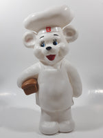 Bimbo Bear Mexican Bakery Mascot Holding Loaf of Bread 10 1/2" Tall White Plastic Coin Bank