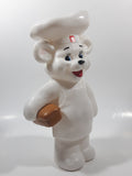 Bimbo Bear Mexican Bakery Mascot Holding Loaf of Bread 10 1/2" Tall White Plastic Coin Bank