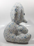 Blue Floral Pattern Elephant 11" Tall Stuffed Animal Toy