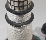 Lighthouse and Buildings Island Shaped 8 3/4" Tall Wood Based Plaster Hand Painted Table Lamp Light Up Model