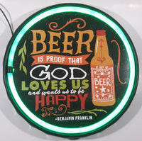 LED Signs "Beer Is Proof That God Loves Us And Wants Us To Be Happy" Benjamin Franklin Neon Look 12" Bottle Cap Shaped LED Wall Decor Sign New in Box