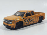 2013 Hot Wheels HW Showroom: HW Hot Trucks Chevy Silverado Metalflake Gold Yellow Die Cast Toy Car Vehicle