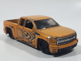 2013 Hot Wheels HW Showroom: HW Hot Trucks Chevy Silverado Metalflake Gold Yellow Die Cast Toy Car Vehicle