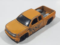 2013 Hot Wheels HW Showroom: HW Hot Trucks Chevy Silverado Metalflake Gold Yellow Die Cast Toy Car Vehicle