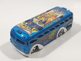 2003 Hot Wheels Work Crewsers Surfin' School Bus Blue Die Cast Toy Car Vehicle