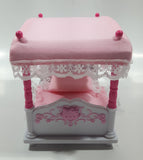 Rare 2002 Sanrio Hello Kitty Little Berry Collection Pink and White Four Post Canopy Bed Set Toy Dollhouse Furniture