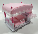 Rare 2002 Sanrio Hello Kitty Little Berry Collection Pink and White Four Post Canopy Bed Set Toy Dollhouse Furniture