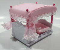 Rare 2002 Sanrio Hello Kitty Little Berry Collection Pink and White Four Post Canopy Bed Set Toy Dollhouse Furniture