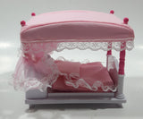 Rare 2002 Sanrio Hello Kitty Little Berry Collection Pink and White Four Post Canopy Bed Set Toy Dollhouse Furniture