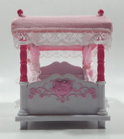 Rare 2002 Sanrio Hello Kitty Little Berry Collection Pink and White Four Post Canopy Bed Set Toy Dollhouse Furniture