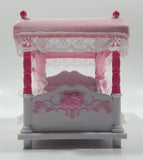 Rare 2002 Sanrio Hello Kitty Little Berry Collection Pink and White Four Post Canopy Bed Set Toy Dollhouse Furniture