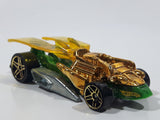 2010 Hot Wheels Insectirides Draggin' Tail Green and Chrome Gold Die Cast Toy Car Vehicle