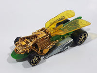 2010 Hot Wheels Insectirides Draggin' Tail Green and Chrome Gold Die Cast Toy Car Vehicle