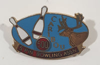 Caribou 5 Pin Bowling Association 500 Bowling Award Enamel Metal Lapel Pin