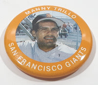 1984 MLBPA Major League Baseball Fun Foods Manny Trillo San Francisco Giants No 57 of 133 2nd Base Avg .254 Orange Metal Button Pin